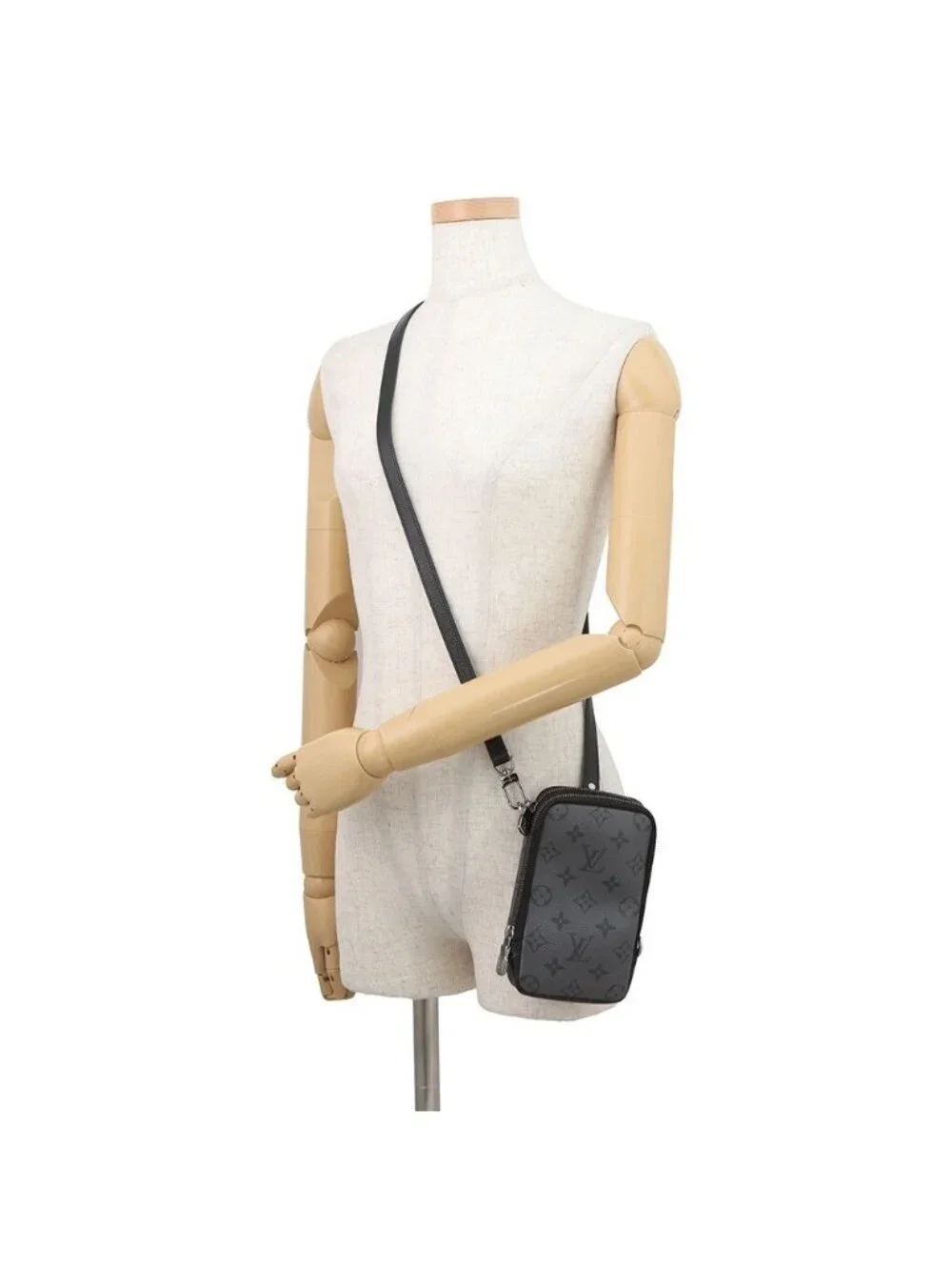 Louis Vuitton Shoulder Bag Monogram Eclipse Reverse Double Phone Pouch Black